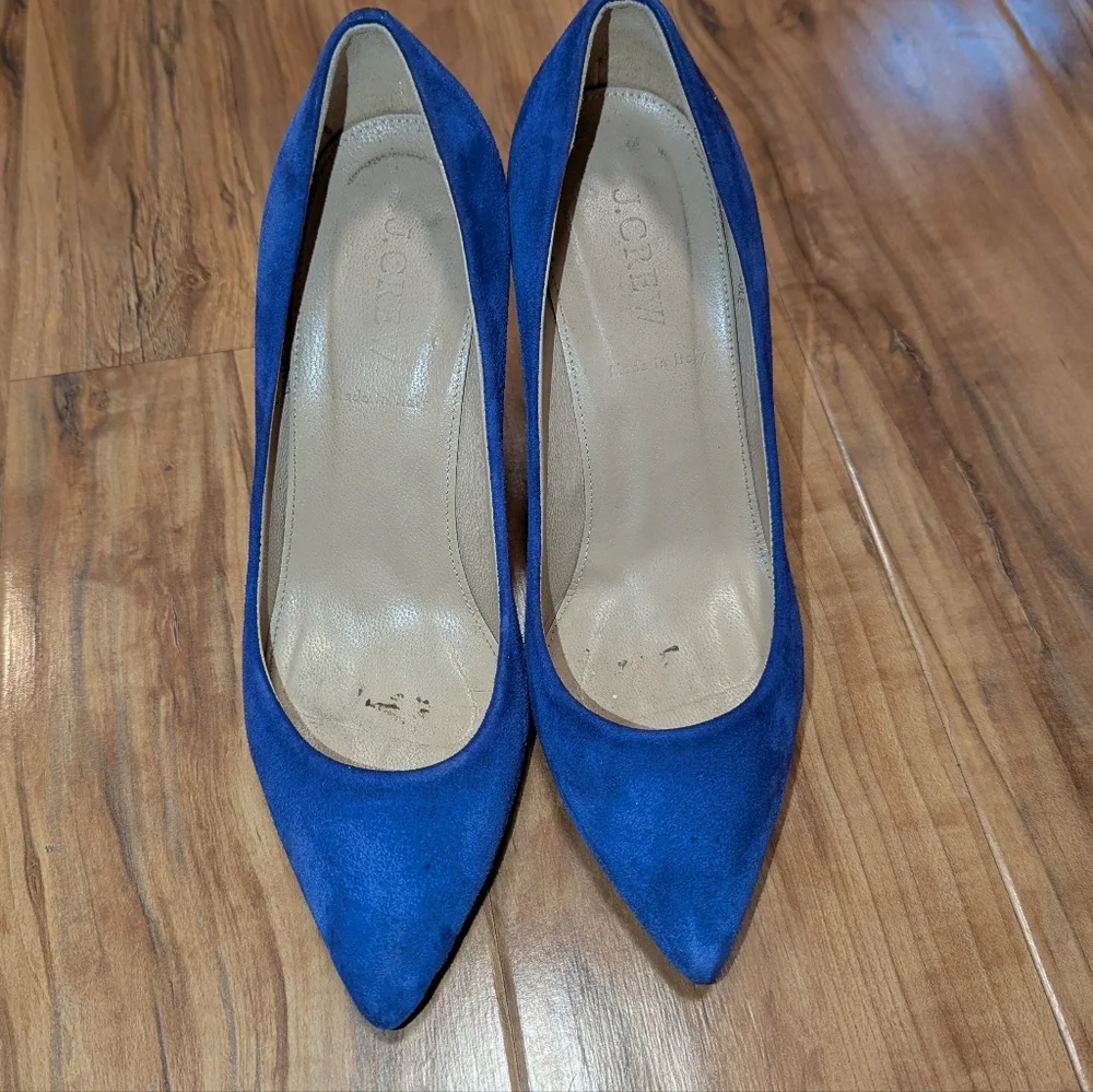 J.‎ Crew Blue Genuine Suede Leather Pointed Toe Heels Women's 6.5 Pumps Office